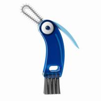 3 in 1 Crevice Brush Food-Grade Safe Spiral Cleaner with Scraper Stiff Brush Portable Foldable Design Bottles Cups Cleaning blue