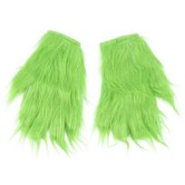 Santa Monster Costume Set - Green Beard Furry Hat  Gloves For Halloween  Christmas Cosplay Carnival Party Accessories green
