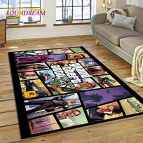 3D GTA žaidimo Grand Theft Auto žaidėjo kilimas kilimėlis miegamojo svetainės namų sofos dekoravimui, vaikų žaidimų didelis dekoras grindų kilimėlis 70x100cm( 27x39in )