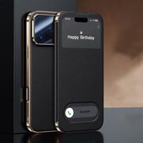 Originalios odos dėklas iPhone 17 Pro Max, magnetinis langelis, Coque for iPhone17 17Pro, atverčiamas dangtelis su apsauga kamerai iPhone17 Pro Max juoda