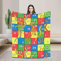 Snake Ladder Chessboard Game Flannel Blankets Warm Soft Throw Blanket for Bedroom Camping Fashion Bedspread Sofa Bed Cover Size: 75*100cm, Weight: 230 GSM red