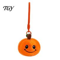 Pumpkin Bag Pendant Halloween Plush Keychain, Cute Spooky Stuffed Toy for Kids Goodie Fillers Keys, Soft Mini Doll Hanging Ornament Festival red