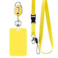 Retractable Badge Reel with Lanyard, ID Card Holder for Employee Badge, Bus Pass Case, Accessories One Size geltona