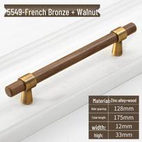 Senovinė žalvarinė riešuto medienos spintelės durų rankenėlė baldams ir spintoms 5549-192-Brushed Copper + Walnut