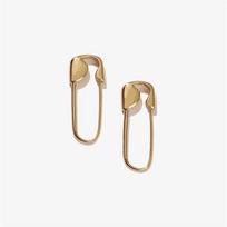 Minimalist Safety Pin Shape Leverback Earrings for Women U-shaped Gold Plated Lock Pendant Pierced Earring Jewelry Accessories TE-08384-01 beige