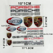 Automobilio emblema Metalinės kūrybiškos lipdukai Vandeniui atsparūs purvui atsparūs lipdukai Porsche 911 Cayenne Carrera 928 Panamera Boxster Macan 918 gray