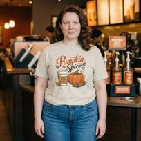Pumpkin Spice Latte Tee | Pumpkin Coffee Design, Fall Autumn Shirt M brown