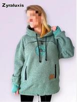 Rudens/Žiemos unisex vilnos gobtuvas su meškėno ausimis L žalsvai mėlyna