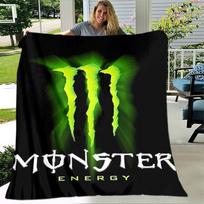 1pc Blanket - Monster Energy LOGO Print Design, Lightweight Blanket for Sofa, Bed- Soft &Warm, Gift for All Seasons 80cmx120cm green