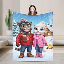 Game T-Talking T-Tom And F-Friends Blanket  Camping Flannel Throw Blanket For Couch Warm Soft Custom DIY Quality Bedspread 75cm*90cm blue