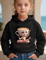 Italian Brainrot Children Sweatshirt Hooded Ballerina Cappuccina Print Hoodie Autumn Fashion Harajuku Hoody Boys Girls Pullover 120 brown