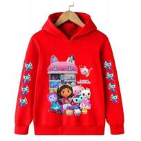 Gabby Dollhouse Cats Beautiful Girl Print Hoodie Toddler Girls Baby Long Sleeve Sweatshirt Lovely Princess Toy Pullover 150 raudona