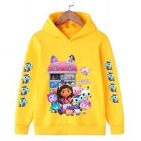 Gabby Dollhouse Cats Beautiful Girl Print Hoodie Toddler Girls Baby Long Sleeve Sweatshirt Lovely Princess Toy Pullover 160 geltona