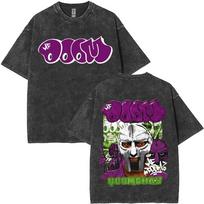 Rapper Mf Doom Tour 2026Vintage Washed T Shirts Men's Women Fashion Oversized T-shirts Y2K Hip Hop Gothic Short Sleeve T Shirts S purple