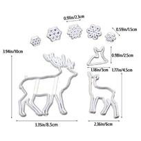 Christmas Biscuit Mold Xmas Tree Santa Claus Snowflake Snowman Reindeer Shapes Mold Baking Tray for Candy Pudding Jelly white