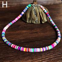 Polymer Clay Necklace Soft Pottery Choker Necklaces Colorful Surfer Beads Collar Handmade Femme Jewelry Gifts KTJ brown