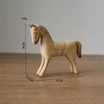 Cute Animal Room Decor Horse Rabbit Cat Giraffe Wooden Sculptures Diy Painted Materials Craft Hone Decor Handmade Figurine Gifts brown