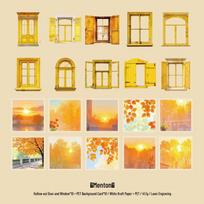 Hollow Paper Window Frame Scenery Collage for Journals multi