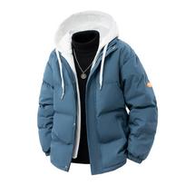 Vyriškas Parkas Storas Šiltas Žieminis Striukė Su Gobtuvu Dygsniuota Striukė Laisvo Kirpimo Madinga Laisvalaikio Medvilne Užpildyta Pūkinė Striukė Rudens Žiemos Viršutinė Apranga XXXXL mėlyna