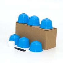 6-Pack Coffee Capsule Cups for DOLCE GUSTO with Filter Box Set 6-pack with spoons + brushes (boxed) blue