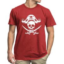 Pirate Shirt Mens Pirate Costume Shirts Skeleton Skull Graphic Tee XXXXL raudona
