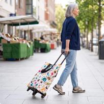 Easy to Pull Rolling Shopping Trolley | Waterproof Oxford Cloth, Foldable Bag, for Animal Party gray