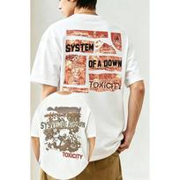 System of A Down Graphic T-Shirt Women Men Crewneck Streetwear Oversized Y2k Short Sleeves Loose Comfortable Female Male Clothing M beige