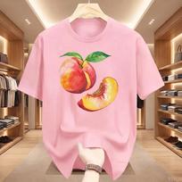 Whole Peach and Slice Man Sports Short Sleeve T-Shirt Summer Short Sleeved Harajuku Streetwear Tops Tees Aesthetic Clothes M beige