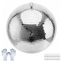 VEVOR Mirror Disco Ball 400 mm Silver Reflective Ball with Hanging Ring, for Party Home Decoration Stage Props DJ Dance Club, 2 Mirror Tile Sizes