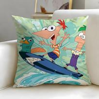 klasikinio animacinio serialo Finias ir Ferbas pagalvės užvalkalas minkštas lengvai skalbiamas pagalvės užvalkalas universalus sofai lovai kelionėms ir biurui 30X30cm gray