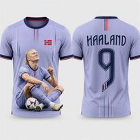 Vaikams 2026 Haaland Atminimo Futbolo Marškinėliai Sportiniai Futbolo Trumpomis Rankovėmis T-shirtai 2-13 Metų Berniukams Mergaitėms Laisvalaikio Gerbėjų Viršutiniai Drabužiai 100 gray