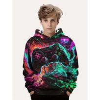 Children's Clothes 3D Controller Games Printed Hoodies Boys' Autumn Clothes Long Sleeve Fashion Sweaters for Children Sweatshirt 130 black