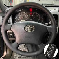 DIY Car Steering Wheel Cover Microfiber Leather For Toyota Land Cruiser Prado 120 Tacoma 4Runner Hilux Highlander Car Interior White Thread