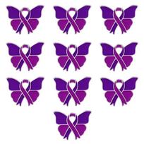 10 vienetų violetinės juostelės cinko lydinio sagės krūties vėžio informavimui, su 6 gradiento spalvų pasirinkimu purple