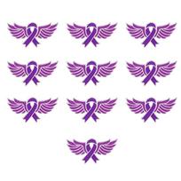 10 vienetų violetinės juostelės cinko lydinio sagės krūties vėžio informavimui, su 6 gradiento spalvų pasirinkimu purple