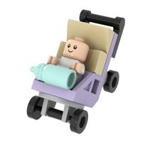 MOC kūdikio vežimėlis mini figūrėlė buteliukas mažos dalelės kūdikio statybiniai žaislai scena baldai