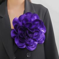 Didelė gėlės sagė Prancūziškas dekoratyvinis segtukas Mados ženklelis tamsiai violetine spalva