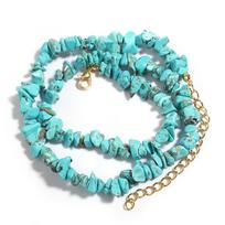 1 Strand 43cm Irregular Gravel Bead Choker Necklace Natural Stone Crystal Necklace Lobster Clasp Chain For Women Jewelry Gift blue