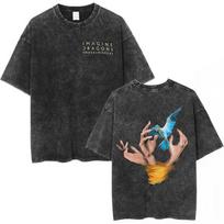 Imagine Dragons Rock Band Loom World Tour  T Shirt Men Women Vintage Washed Tshirt Summer Casual Cotton Oversized Tshirts S black