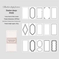 Dark Shadow Sticky Notes: Retro Border, Writable, 4 Styles. white