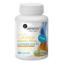 ALINESS Magnesium Citrate 100 mg with Potassium 150 mg, B6 (P-5-P) dietary supplement 100 capsules