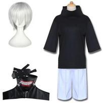 Anime Tokyo Ghoul Kaneki Ken Kaukė Cosplay Kostiumas Marškinėliai Šortai Viršutiniai Drabužiai Vyrams Moterims Helovino Šventės Apranga L oranžinė