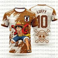 2026 Japan One Piece Luffy Football Jersey T-shirt Kids Football Special Jersey Kit Adult Men's Quick-Drying Sweatshirt 6XL brown