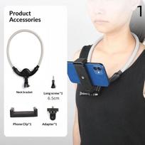 Neck Mount Phone Clip 360° Rotation Phone Holder For Phone Accessories Quick Release Hands Free Accessories 1 pilka spalva