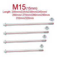 Motociklo rato ašies varžtas M15-205mm/225mm/230mm/245mm/260mm/270mm/280mm/290mm/310mm/320mm skersmens, 15mm skersmens, metalinė tvirtinimo detalė, smeigė M15X205mm