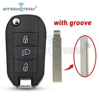 MYREMOTEKEY Flip Remote Key Shell For Peugeot Expert Partner 508 308 3008 Citroen C3 C4 C4L Elysee Dispatch Berlingo HU83/VA2 3B-Light HU83 black
