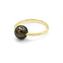 Ring - Pearls & Colors - Tahiti Cultured Pearl 8-9 mm Round - Yellow Gold 375/1000 - Quality A+ - Woman 50