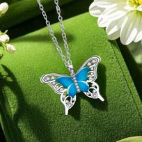 Blue Epoxy Butterfly Premium Pendant Necklace Design Clavicle Chain green