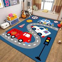 Vaikų kelio gyvūnų žaidimų kilimas Spalvingas dekoratyvinis kilimas su automobiliais, kelio ženklais vaikų žaidimų zonai 40x60cm white