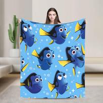 Finding Nemos Šiltos Minkštos Antklodės Vaikų Pliušiniai Lovos Pledai Purūs Miegamojo Flaneliniai Lovatiesiai Sofos Lovo Užvalkalas 75x90cm blue